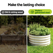 Green Fingers Oval Raised Garden Bed Galvanised Planter Box Rust Resistant 240x60x45cm White GB-OVAL-2406045-WH