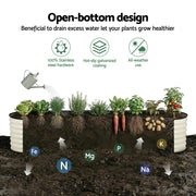 Green Fingers Oval Raised Garden Bed Galvanised Planter Box Rust Resistant 240x60x45cm White GB-OVAL-2406045-WH