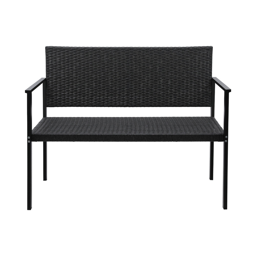 Gardeon Outdoor Garden Bench Seat Rattan Chair Steel Patio Furniture Park Grey GB-RATTAN-GE