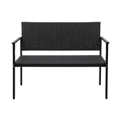 Gardeon Outdoor Garden Bench Seat Rattan Chair Steel Patio Furniture Park Grey GB-RATTAN-GE