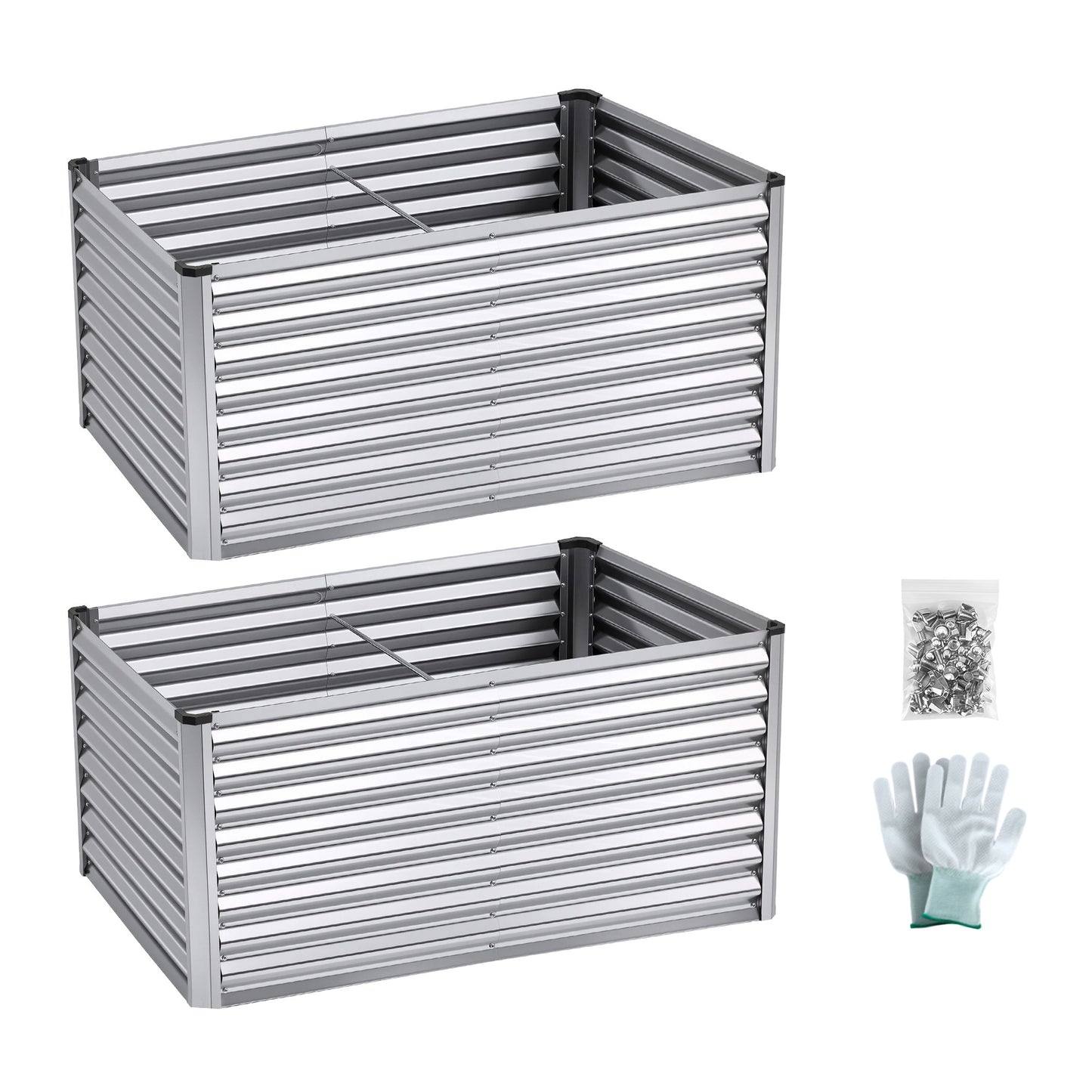 Green Fingers Raised Garden Bed 2 in 1 Modular Galvanised Planter Box Rust Resistant 240x80x60cm GB-REC-2408060-SL