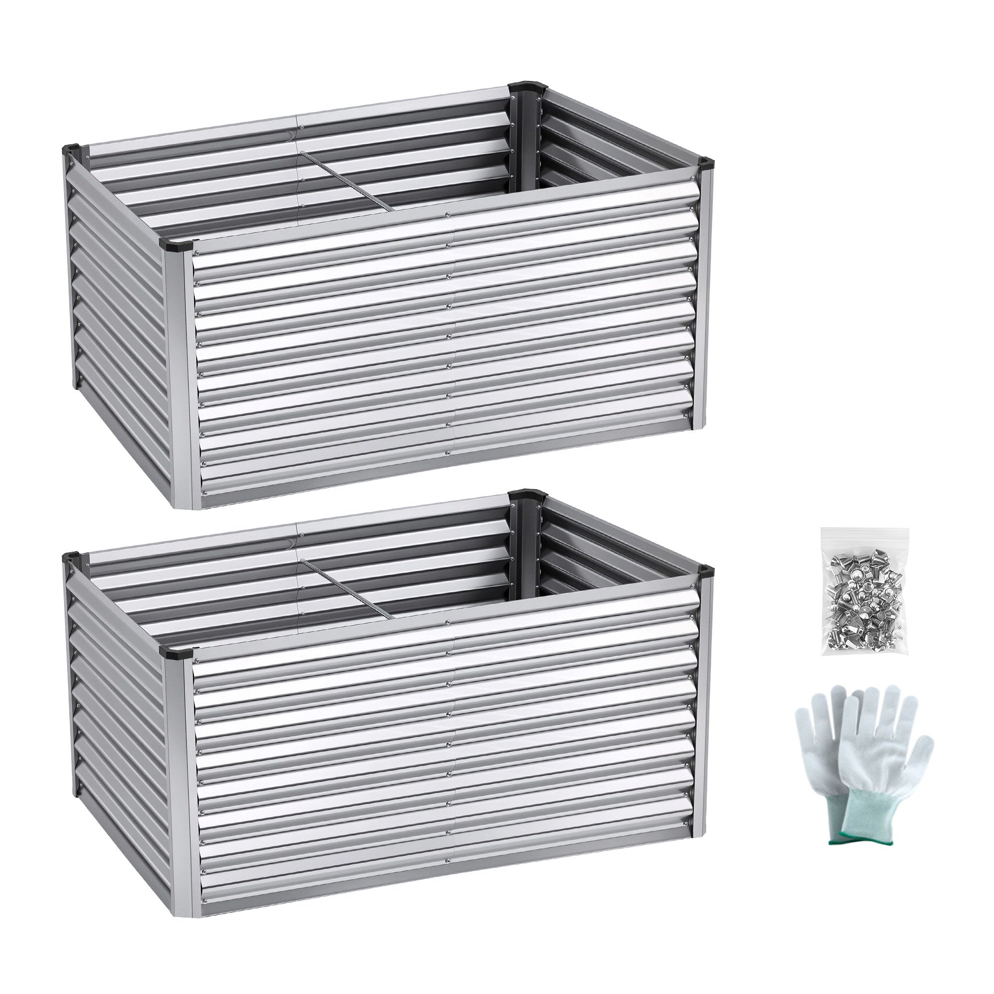 Green Fingers Raised Garden Bed 2 in 1 Modular Galvanised Planter Box Rust Resistant 240x80x60cm GB-REC-2408060-SL
