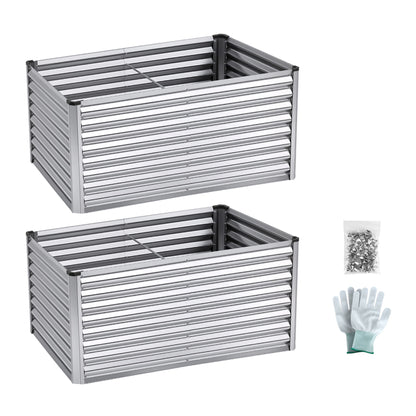Green Fingers Raised Garden Bed 2 in 1 Modular Galvanised Planter Box Rust Resistant 240x80x60cm GB-REC-2408060-SL