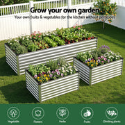 Green Fingers Raised Garden Bed 2 in 1 Modular Galvanised Planter Box Rust Resistant 240x80x60cm GB-REC-2408060-SL