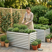 Green Fingers Raised Garden Bed 2 in 1 Modular Galvanised Planter Box Rust Resistant 240x80x60cm GB-REC-2408060-SL
