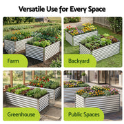 Green Fingers Raised Garden Bed 2 in 1 Modular Galvanised Planter Box Rust Resistant 240x80x60cm GB-REC-2408060-SL