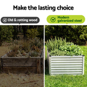 Green Fingers Raised Garden Bed 2 in 1 Modular Galvanised Planter Box Rust Resistant 240x80x60cm GB-REC-2408060-SL