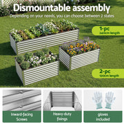 Green Fingers Raised Garden Bed 2 in 1 Modular Galvanised Planter Box Rust Resistant 240x80x60cm GB-REC-2408060-SL