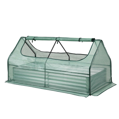 Green Fingers Raised Garden Bed with Greenhouse 3 in 1 Galvanised Planter Box Kit GB-REC-COVER-180-GR