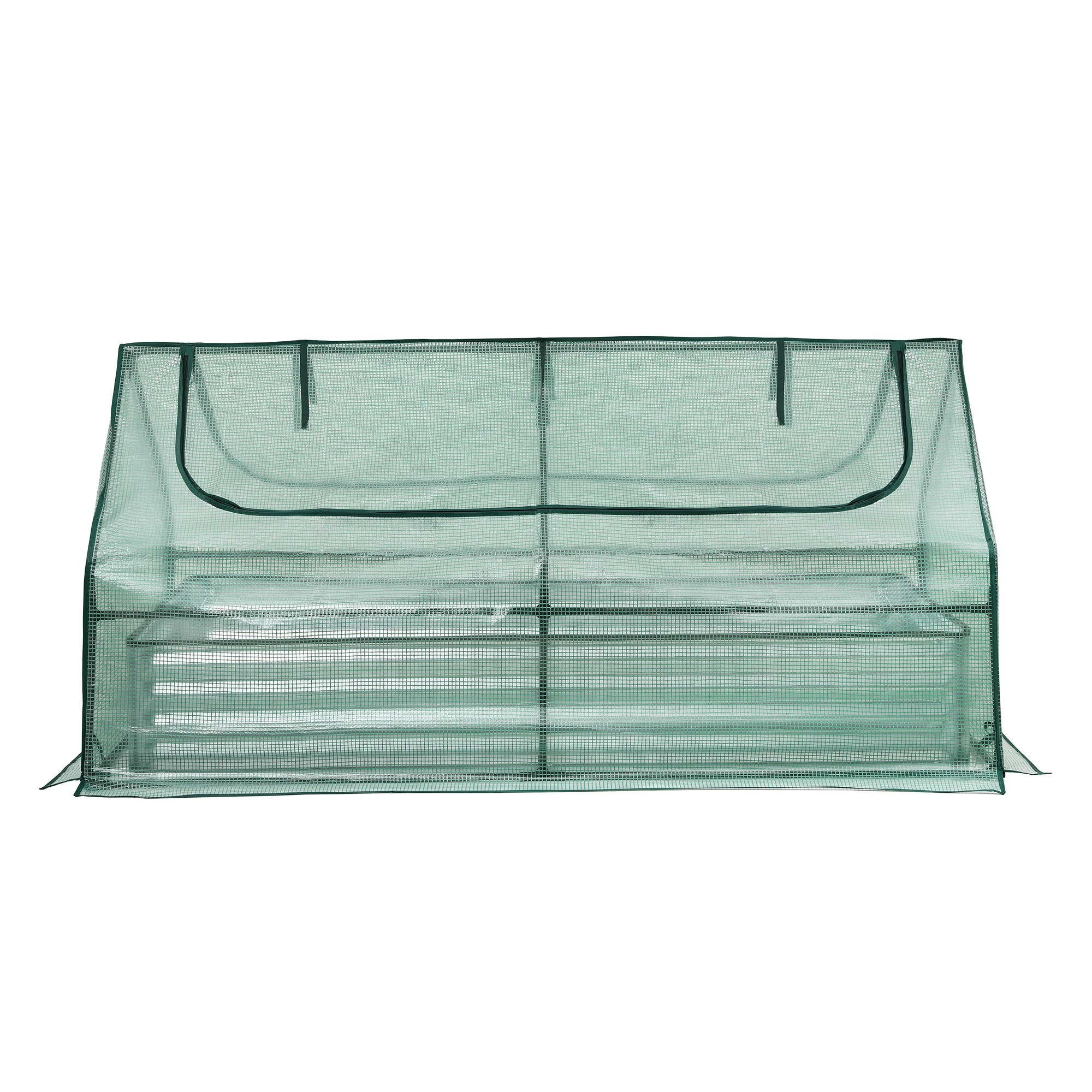 Green Fingers Raised Garden Bed with Greenhouse 3 in 1 Galvanised Planter Box Kit GB-REC-COVER-180-GR