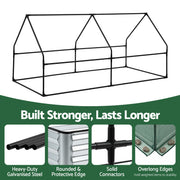 Green Fingers Raised Garden Bed with Greenhouse 3 in 1 Galvanised Planter Box Kit GB-REC-COVER-180-GR