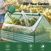 Green Fingers Raised Garden Bed with Greenhouse 3 in 1 Galvanised Planter Box Kit GB-REC-COVER-180-GR