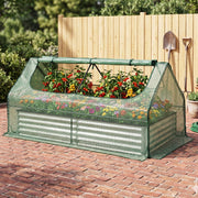 Green Fingers Raised Garden Bed with Greenhouse 3 in 1 Galvanised Planter Box Kit GB-REC-COVER-180-GR