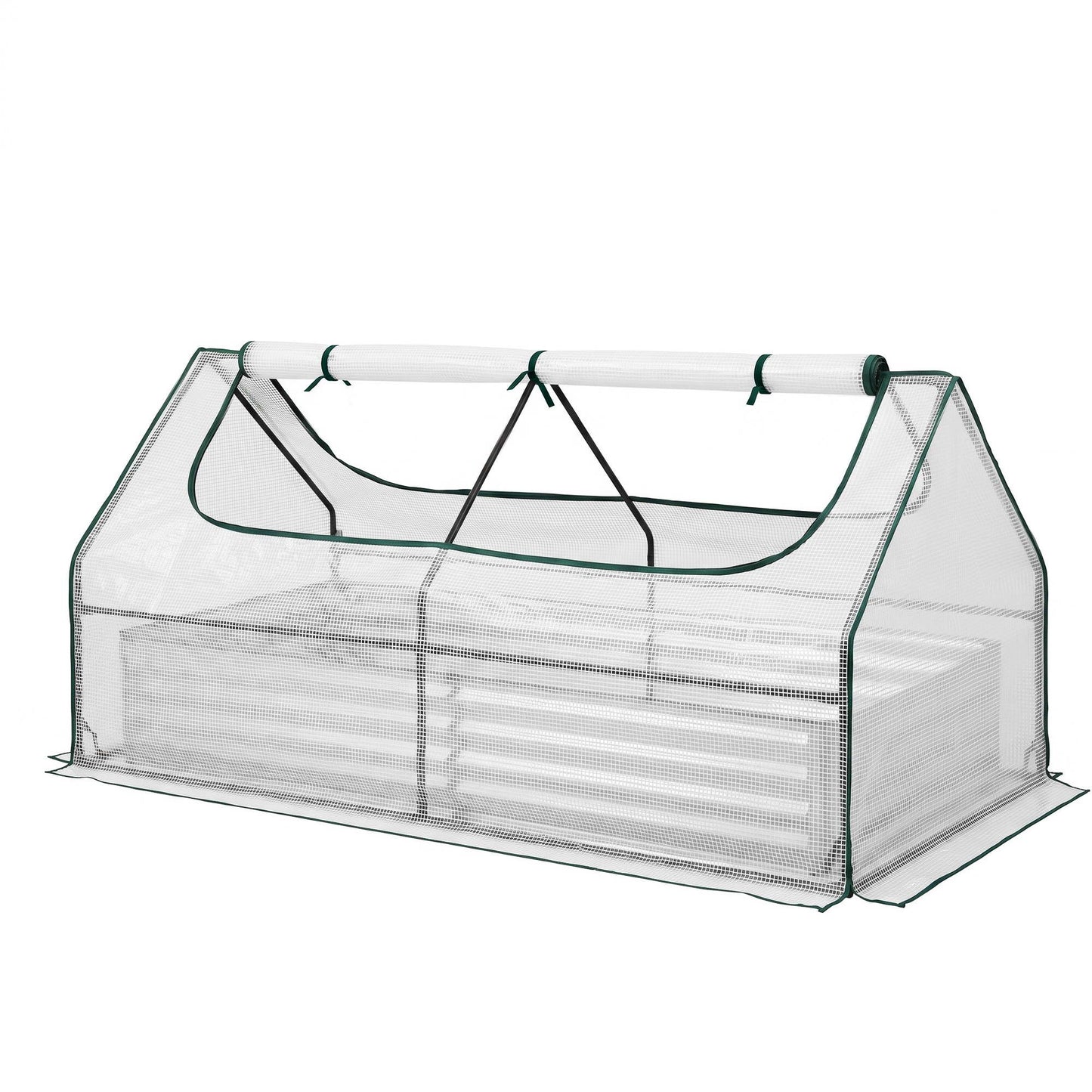 Green Fingers 3 in 1 Raised Garden Bed with Greenhouse Galvanised Planter Box Kit GB-REC-COVER-180-WH
