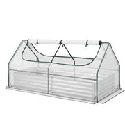 Green Fingers 3 in 1 Raised Garden Bed with Greenhouse Galvanised Planter Box Kit GB-REC-COVER-180-WH