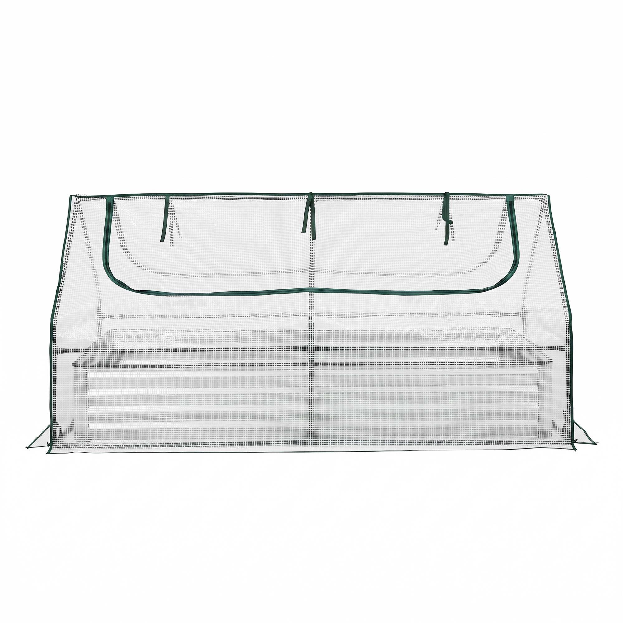Green Fingers 3 in 1 Raised Garden Bed with Greenhouse Galvanised Planter Box Kit GB-REC-COVER-180-WH