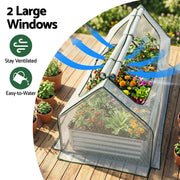 Green Fingers 3 in 1 Raised Garden Bed with Greenhouse Galvanised Planter Box Kit GB-REC-COVER-180-WH