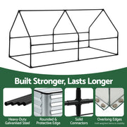 Green Fingers 3 in 1 Raised Garden Bed with Greenhouse Galvanised Planter Box Kit GB-REC-COVER-180-WH