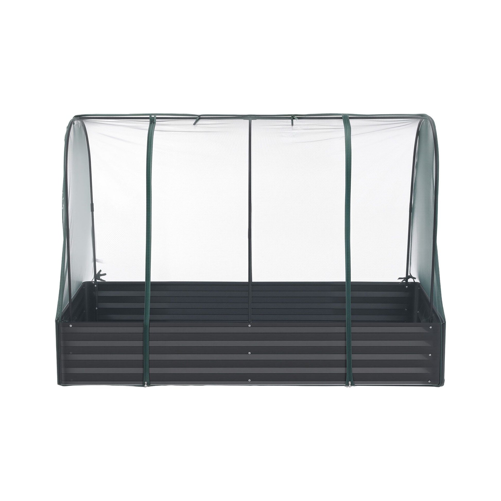 Green Fingers Raised Garden Bed with Mesh Netting Galvanised Planter Box Bird Proof 180x90x120cm GB-REC-GH-180-BK