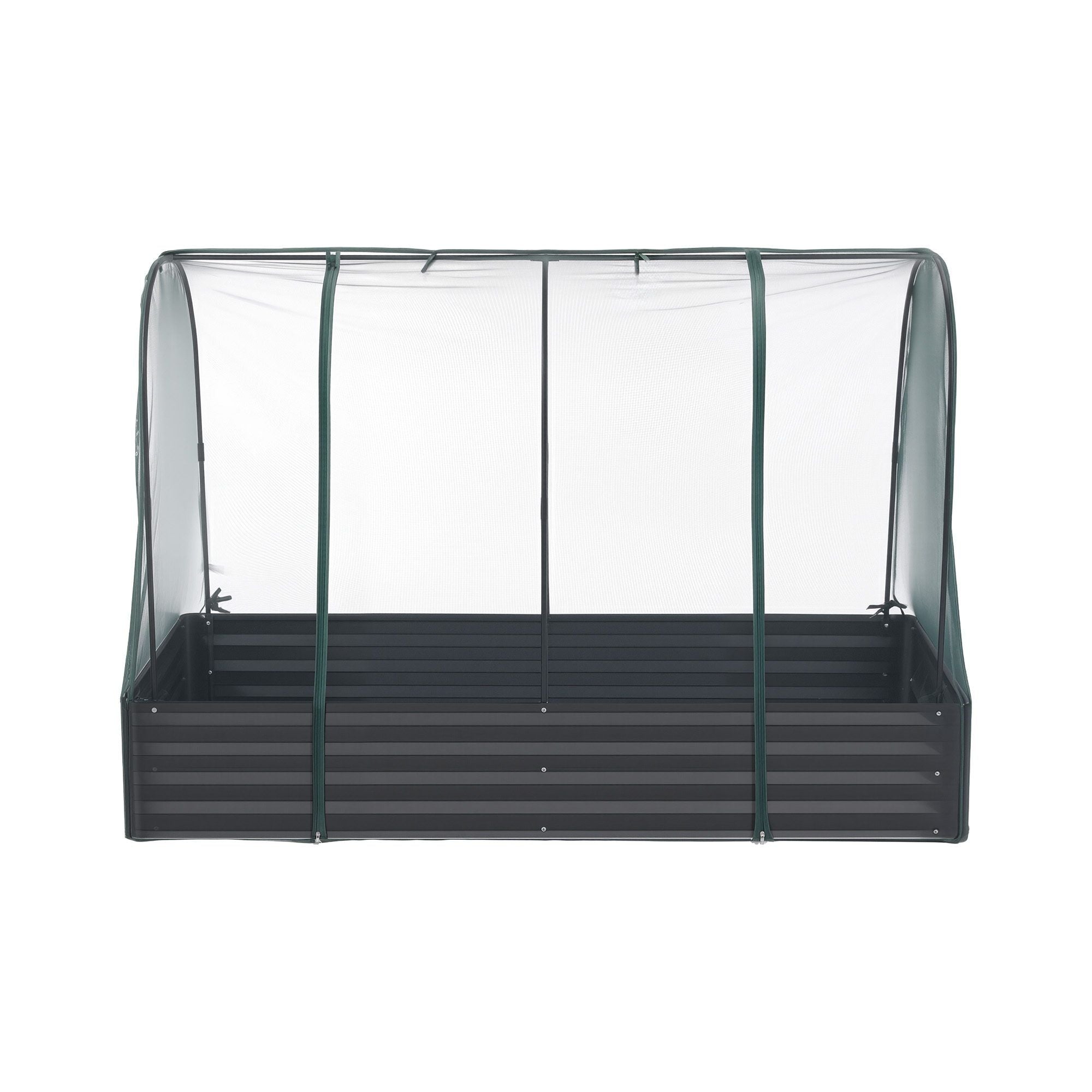 Green Fingers Raised Garden Bed with Mesh Netting Galvanised Planter Box Bird Proof 180x90x120cm GB-REC-GH-180-BK