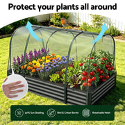 Green Fingers Raised Garden Bed with Mesh Netting Galvanised Planter Box Bird Proof 180x90x120cm GB-REC-GH-180-BK