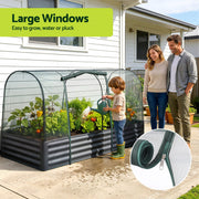 Green Fingers Raised Garden Bed with Mesh Netting Galvanised Planter Box Bird Proof 180x90x120cm GB-REC-GH-180-BK