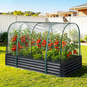Green Fingers Raised Garden Bed with Mesh Netting Galvanised Planter Box Bird Proof 180x90x120cm GB-REC-GH-180-BK