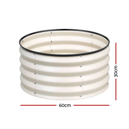 Green Fingers Round Raised Garden Bed 2 Pack Galvanised Planter Box Rust Resistant 60x60x30cm White GB-ROU-6030-WHX2