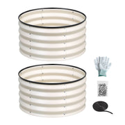 Green Fingers Round Raised Garden Bed 2 Pack Galvanised Planter Box Rust Resistant 60x60x30cm White GB-ROU-6030-WHX2
