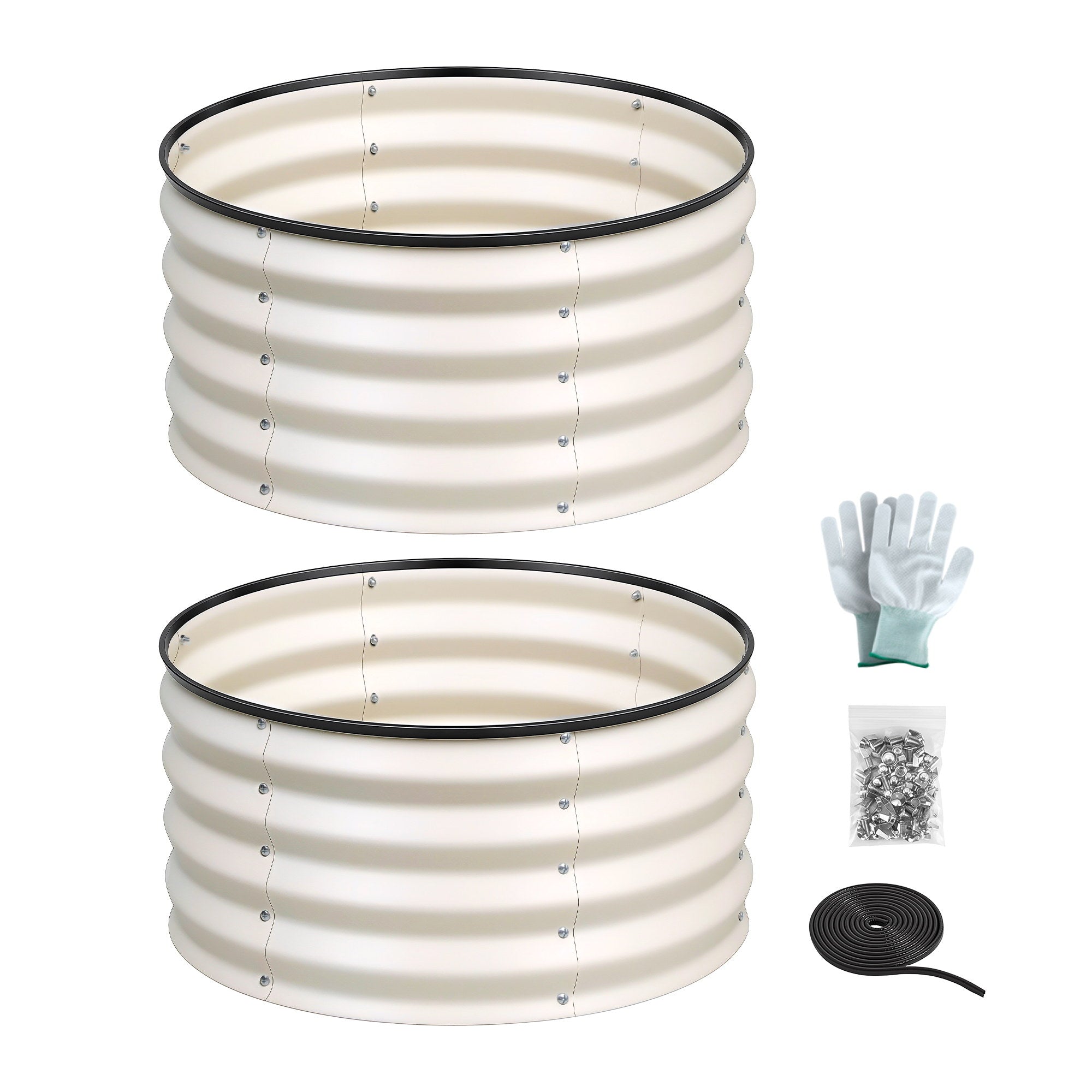 Green Fingers Round Raised Garden Bed 2 Pack Galvanised Planter Box Rust Resistant 60x60x30cm White GB-ROU-6030-WHX2