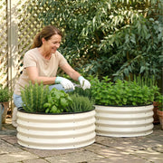Green Fingers Round Raised Garden Bed 2 Pack Galvanised Planter Box Rust Resistant 60x60x30cm White GB-ROU-6030-WHX2