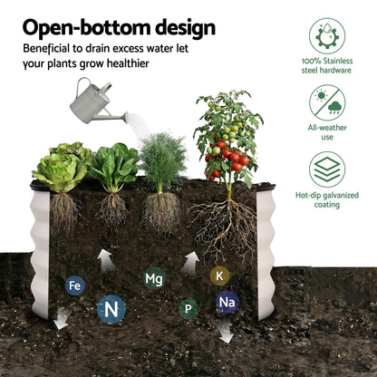 Green Fingers Round Raised Garden Bed 2 Pack Galvanised Planter Box Rust Resistant 60x60x30cm White GB-ROU-6030-WHX2
