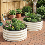 Green Fingers Round Raised Garden Bed 2 Pack Galvanised Planter Box Rust Resistant 60x60x30cm White GB-ROU-6030-WHX2
