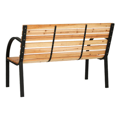 Gardeon Outdoor Garden Bench Seat 120cm Wooden Steel 2 Seater Patio Furniture Natural GB-SL-WOOD-5865-NTL