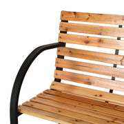 Gardeon Outdoor Garden Bench Seat 120cm Wooden Steel 2 Seater Patio Furniture Natural GB-SL-WOOD-5865-NTL