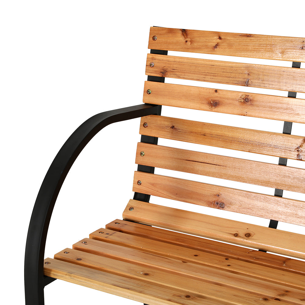 Gardeon Outdoor Garden Bench Seat 120cm Wooden Steel 2 Seater Patio Furniture Natural GB-SL-WOOD-5865-NTL