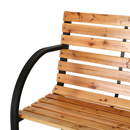 Gardeon Outdoor Garden Bench Seat 120cm Wooden Steel 2 Seater Patio Furniture Natural GB-SL-WOOD-5865-NTL