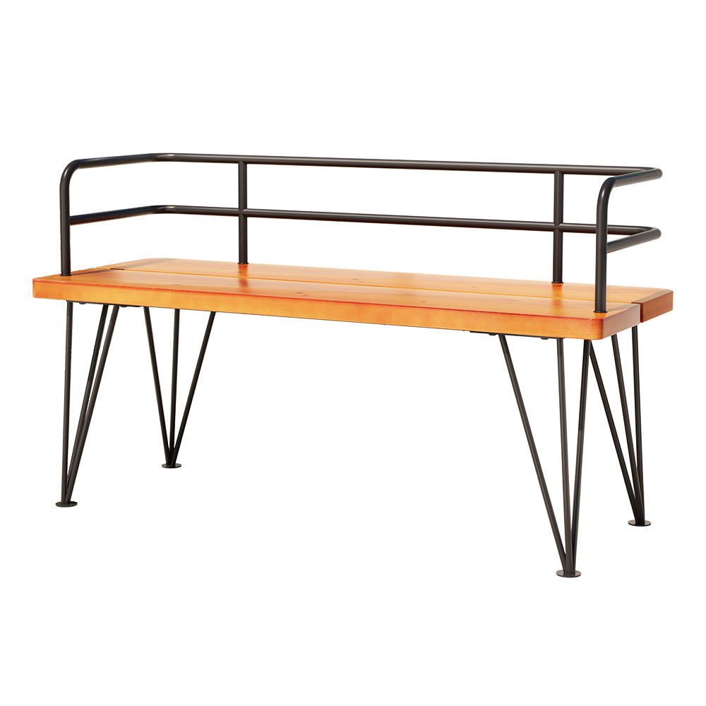 Gardeon Outdoor Garden Bench Seat 122cm Wooden Steel 3 Seater Patio Furniture GB-SL-WOOD-7187-TK