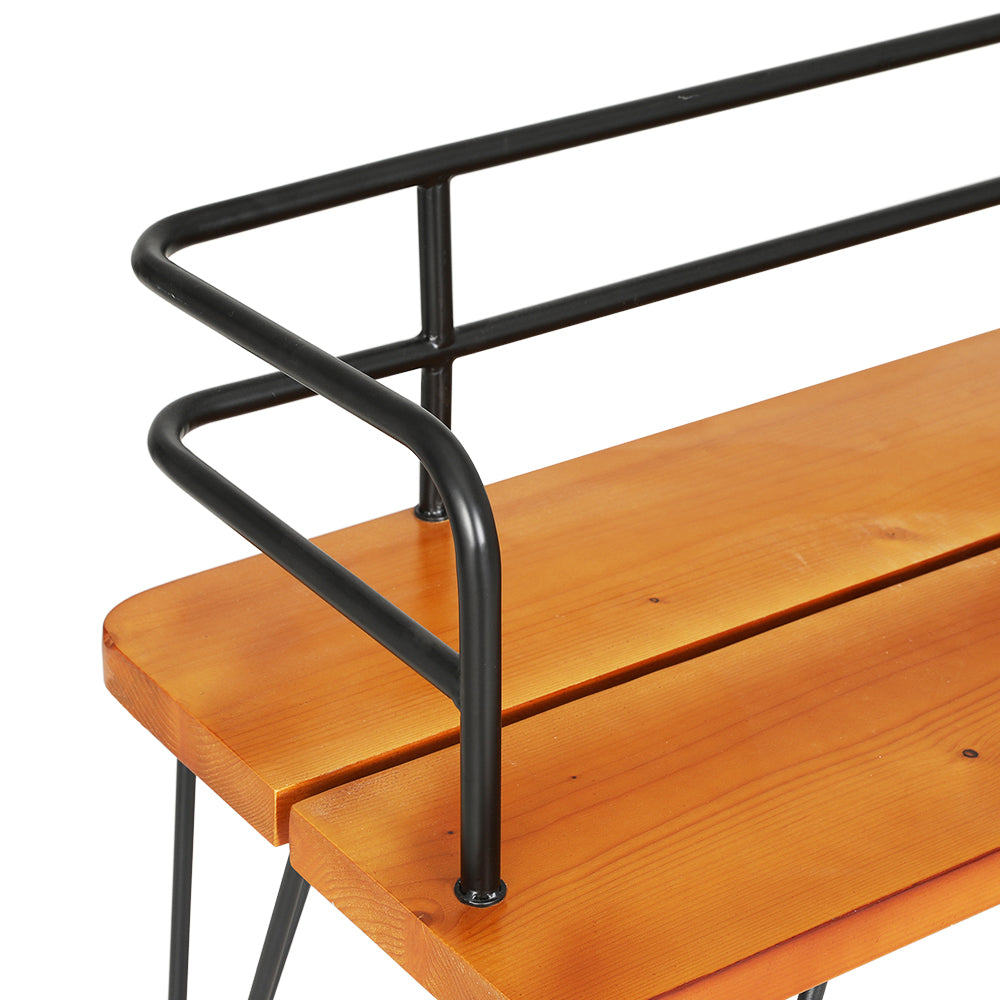 Gardeon Outdoor Garden Bench Seat 122cm Wooden Steel 3 Seater Patio Furniture GB-SL-WOOD-7187-TK