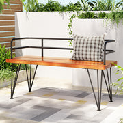 Gardeon Outdoor Garden Bench Seat 122cm Wooden Steel 3 Seater Patio Furniture GB-SL-WOOD-7187-TK