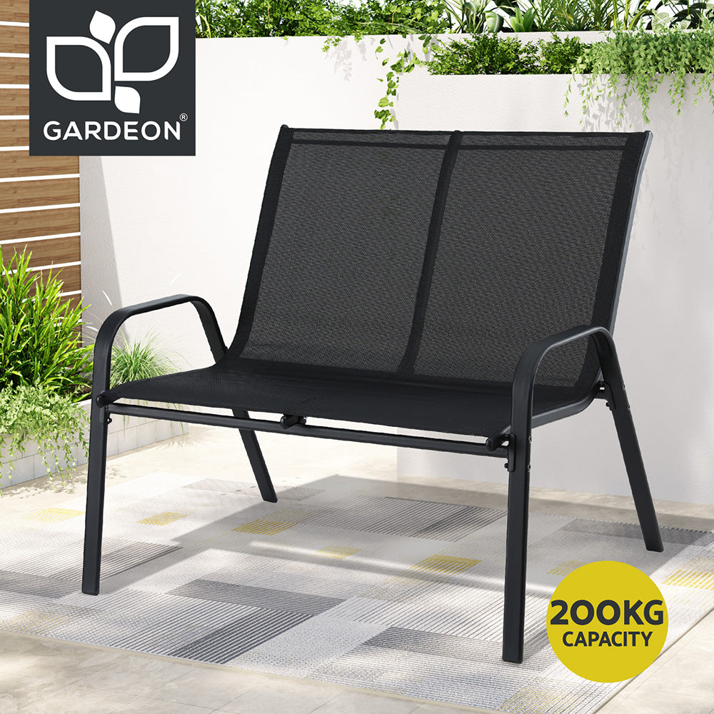 Gardeon Garden Bench Seat Steel Outdoor Patio Park Lounge Backyard Chair Black GB-STA-BENCH-BK