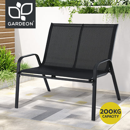 Gardeon Garden Bench Seat Steel Outdoor Patio Park Lounge Backyard Chair Black GB-STA-BENCH-BK