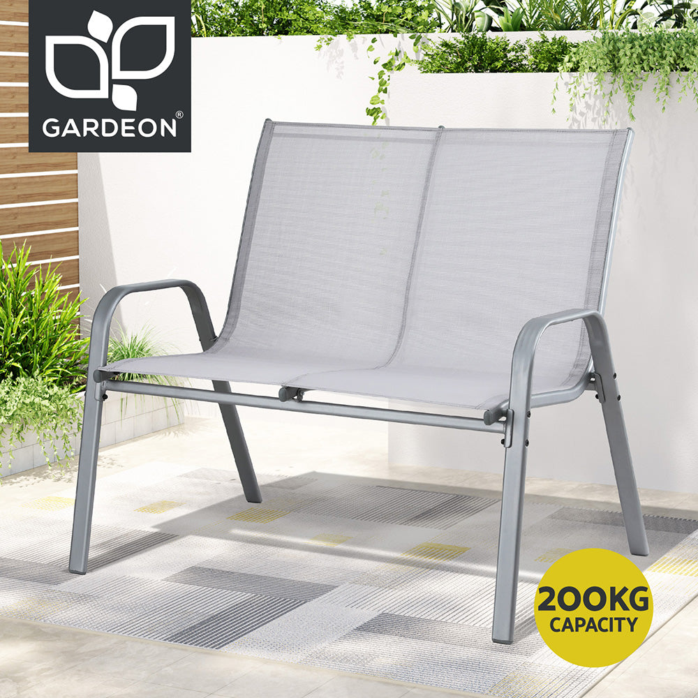 Gardeon Garden Bench Seat Steel Outdoor Patio Park Lounge Backyard Chair Grey GB-STA-BENCH-GE