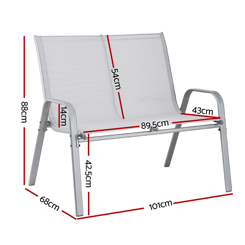 Gardeon Garden Bench Seat Steel Outdoor Patio Park Lounge Backyard Chair Grey GB-STA-BENCH-GE