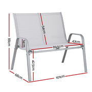 Gardeon Garden Bench Seat Steel Outdoor Patio Park Lounge Backyard Chair Grey