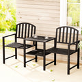 Gardeon Outdoor Garden Bench Seat Loveseat Steel Table Chairs Patio Furniture Black GB-STEEL-LOVESEAT-BK
