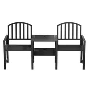 Gardeon Outdoor Garden Bench Seat Loveseat Steel Table Chairs Patio Furniture Black GB-STEEL-LOVESEAT-BK