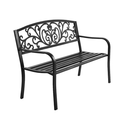 Gardeon Outdoor Garden Bench Seat Steel Outdoor Furniture 3 Seater Park Black GB-STEEL-XG201-BK