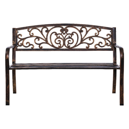 Gardeon Outdoor Garden Bench Seat Steel Outdoor Furniture 3 Seater Park Bronze GB-STEEL-XG201-BZ