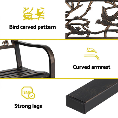 Gardeon Outdoor Bench Seat Garden Steel Outdoor Furniture 3 Seater Park Bronze GB-STEEL-XG220-BZ